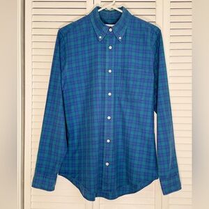 Jack Spade Shirt Men's Plaid Blue Green Cotton Button Down Long Sleeve Size M